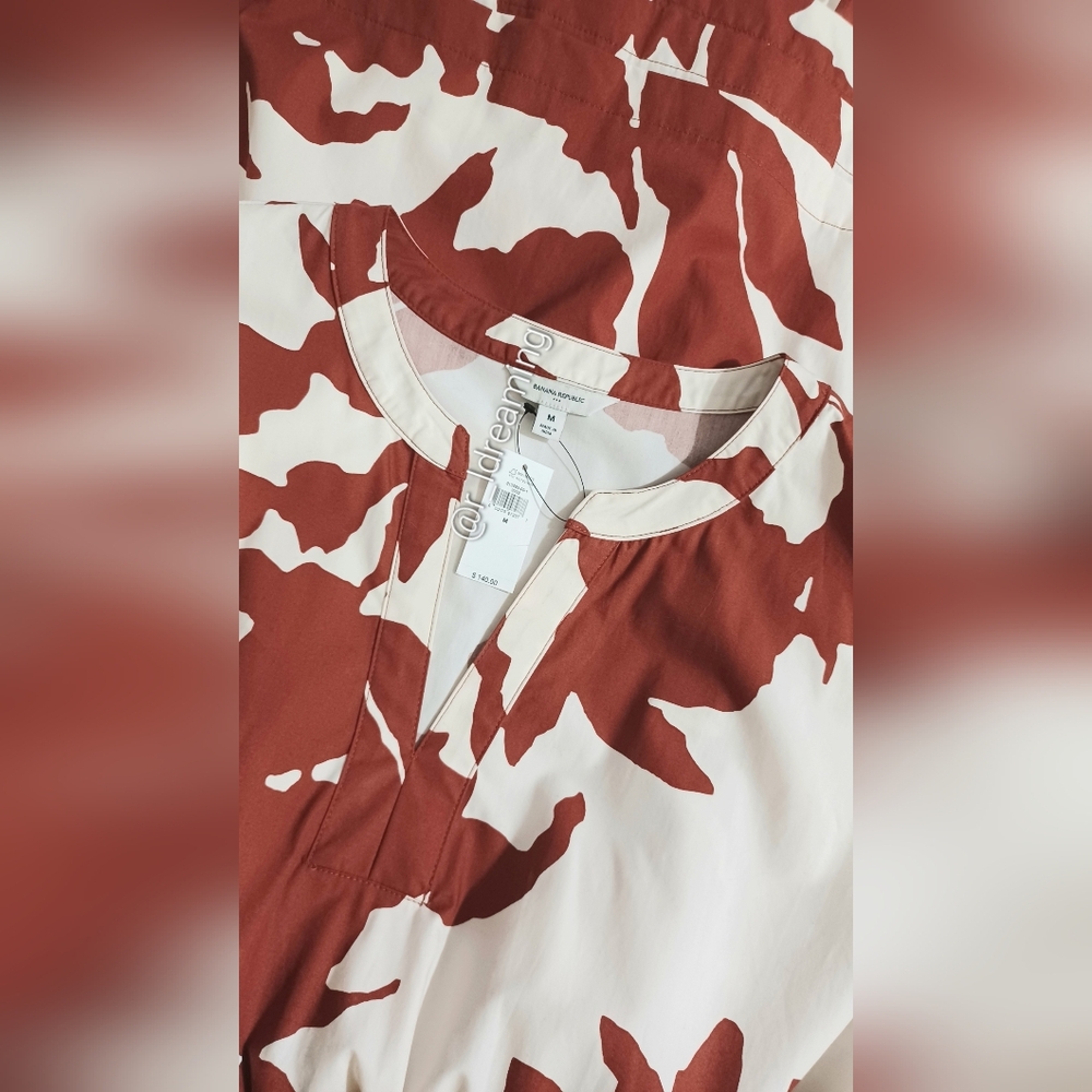 NWT Red Floral Tiered Midi Dress Size Medium By Banana Republic Factory - Picture 5 of 8